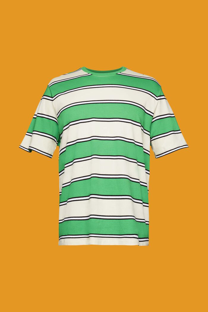 Stribet T-shirt i bæredygtig bomuld, GREEN, detail image number 6