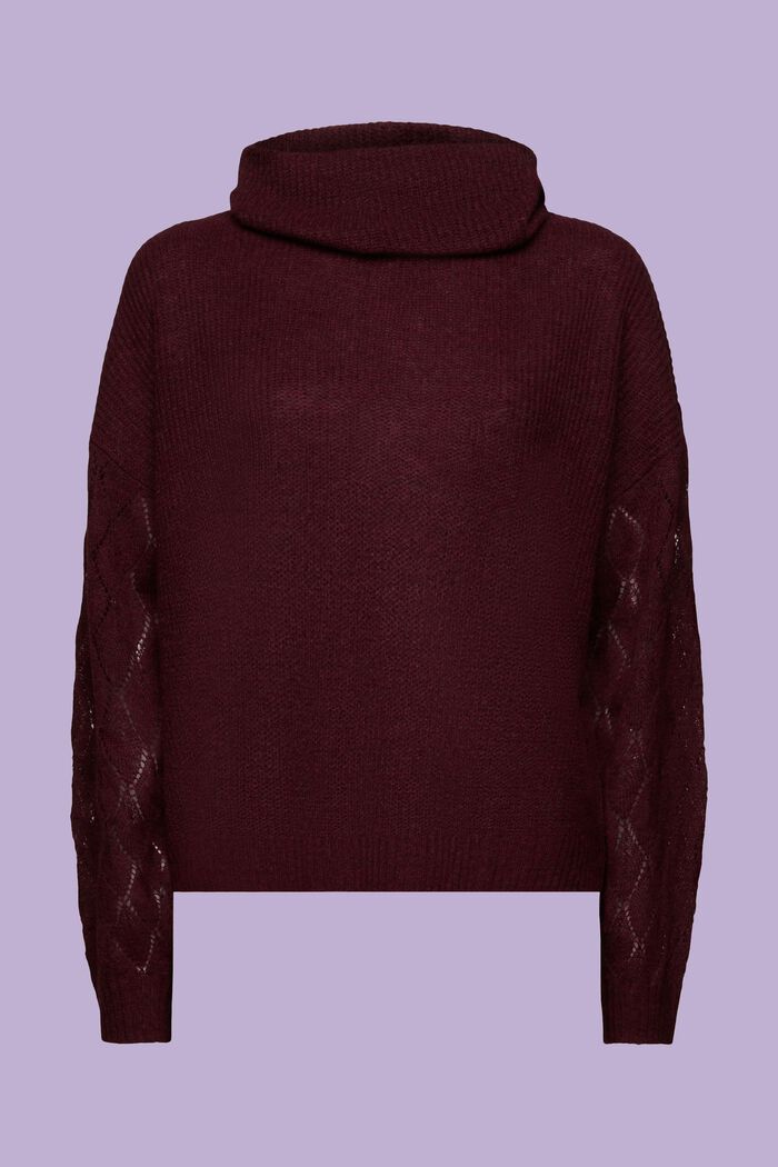 Sweater med vandfaldskrave, BORDEAUX RED, detail image number 6
