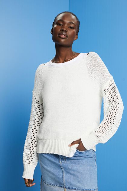 Sweater i løs strik, OFF WHITE, overview
