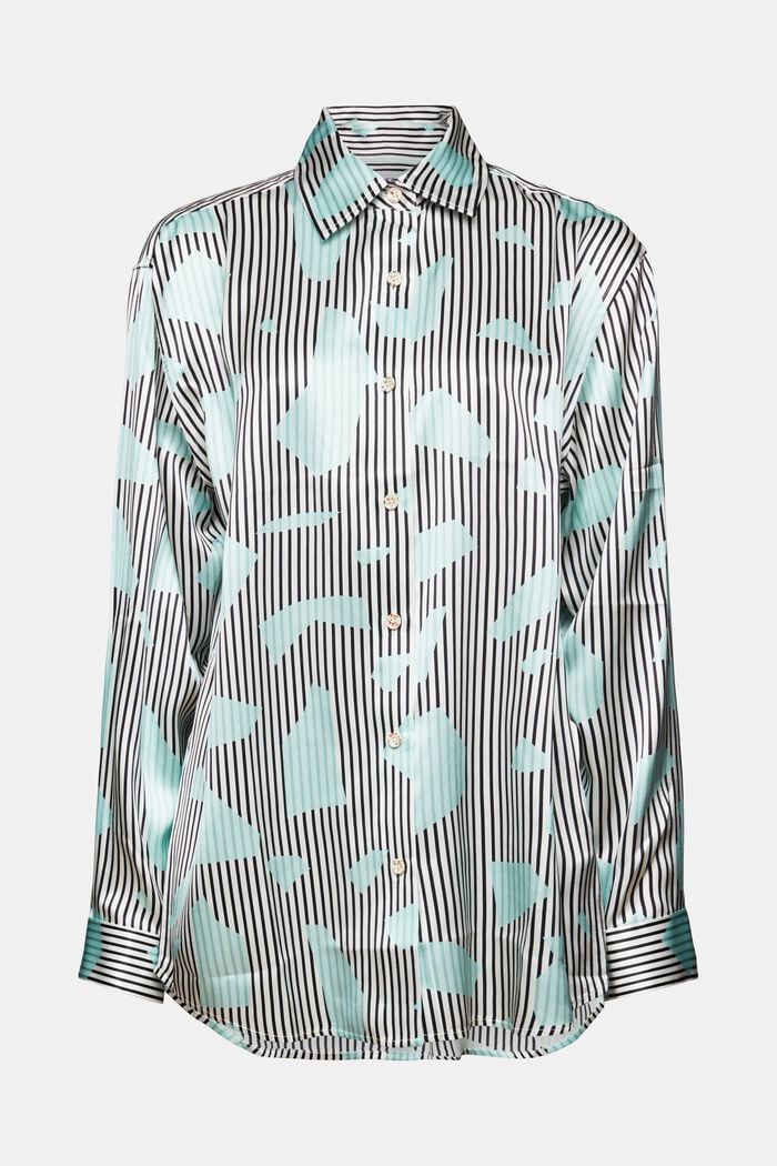Silkeskjorte med tryk og knaplukning, LIGHT AQUA GREEN, detail image number 5