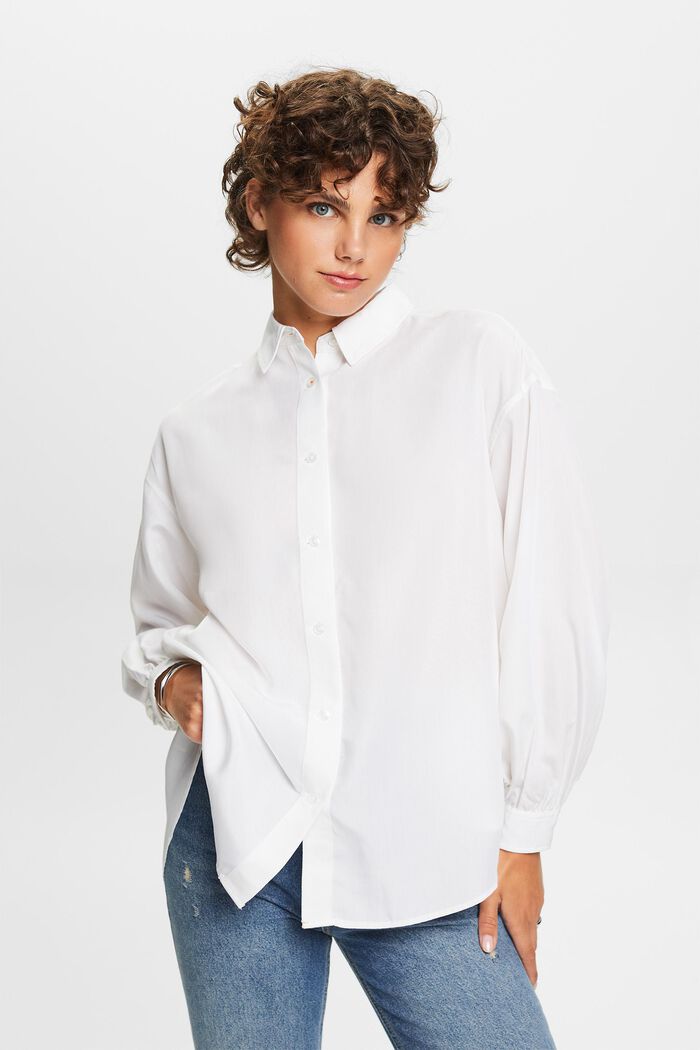 Oversized skjortebluse, WHITE, detail image number 0
