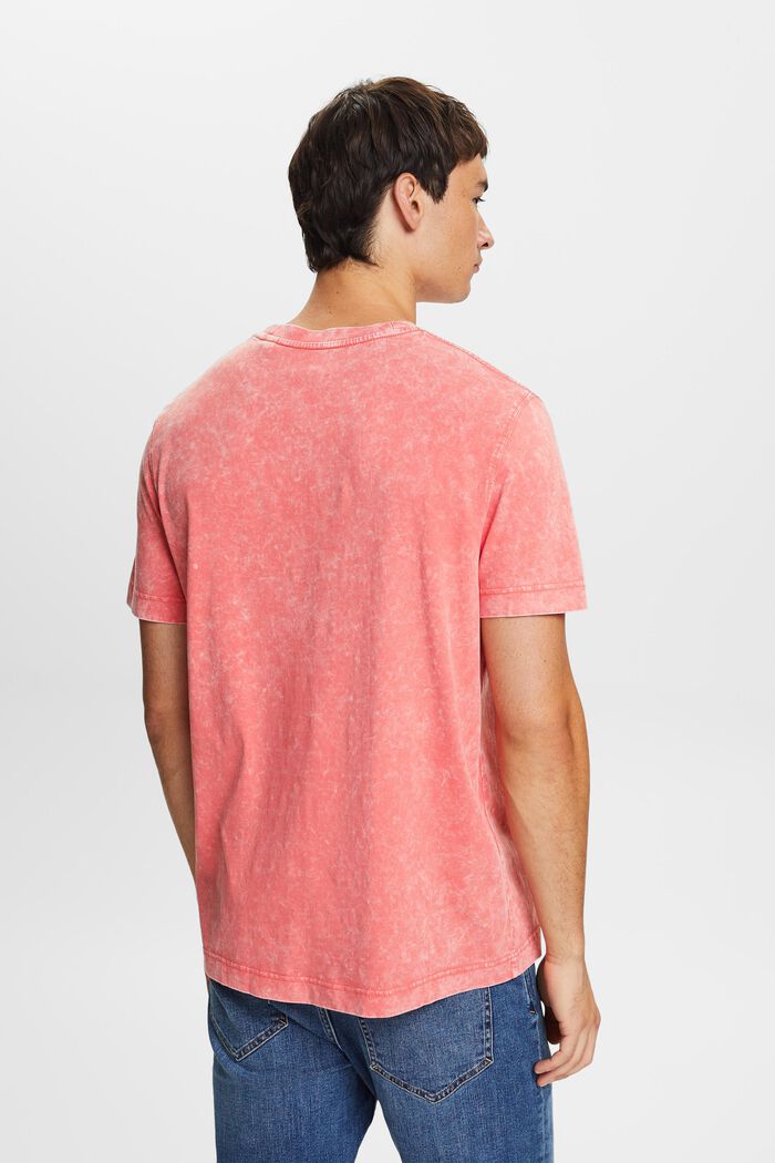 Stenvasket T-shirt, 100 % bomuld, CORAL RED, detail image number 4