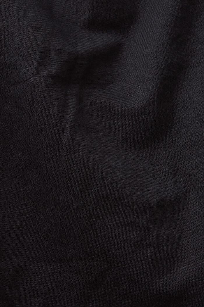Kjole i hør og bomuld med bælte, BLACK, detail image number 4