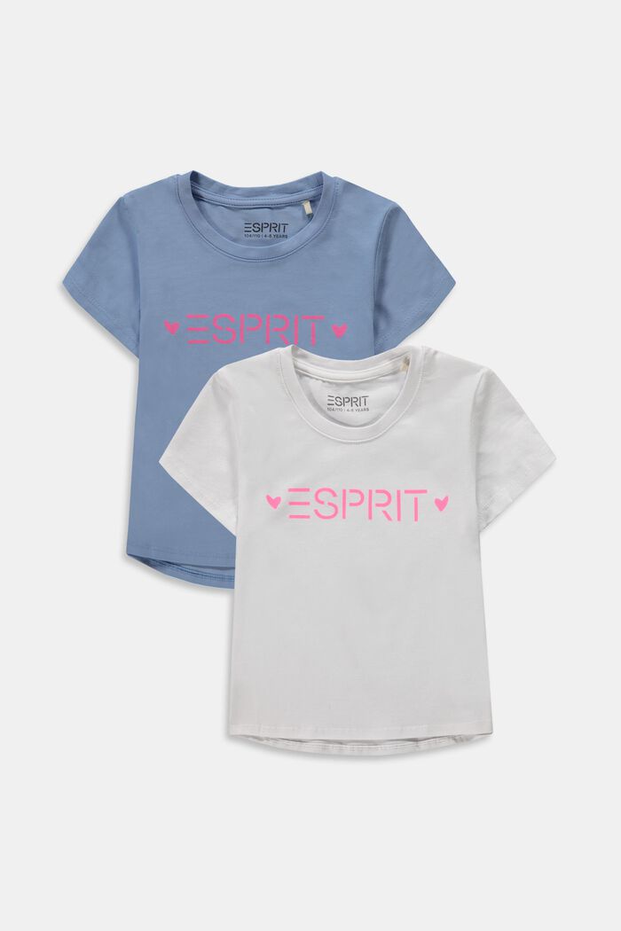 Pakke med to T-shirts med logoprint, BRIGHT BLUE, overview