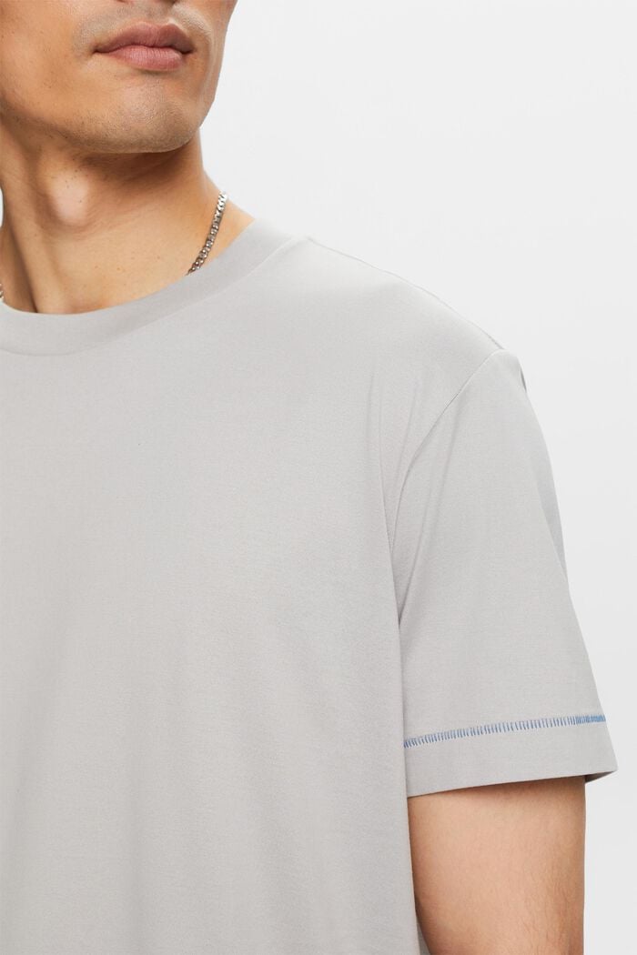 Jersey-T-shirt med rund hals, 100 % bomuld, LIGHT GREY, detail image number 2