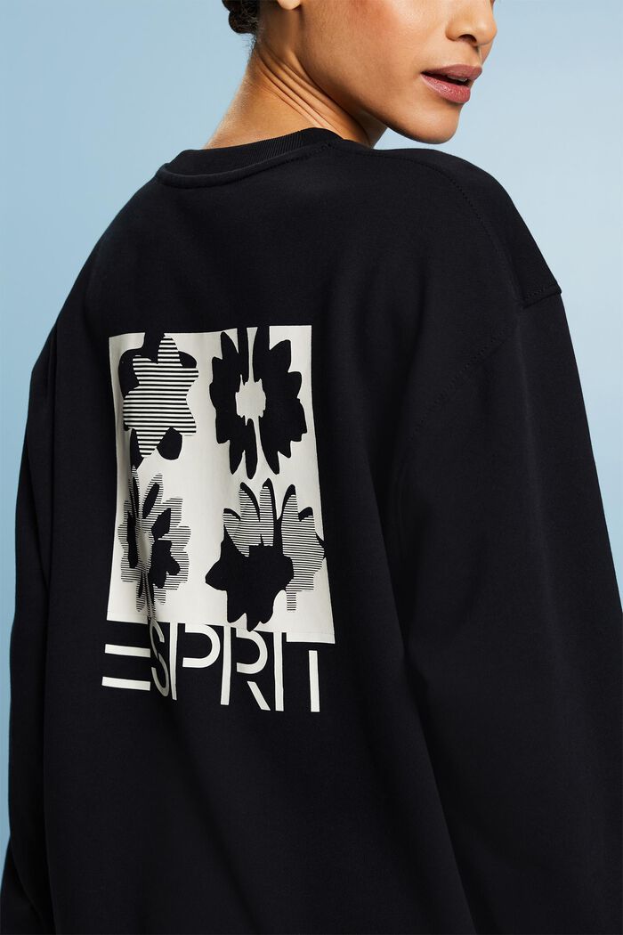 Oversized sweatshirt med print, BLACK, detail image number 5