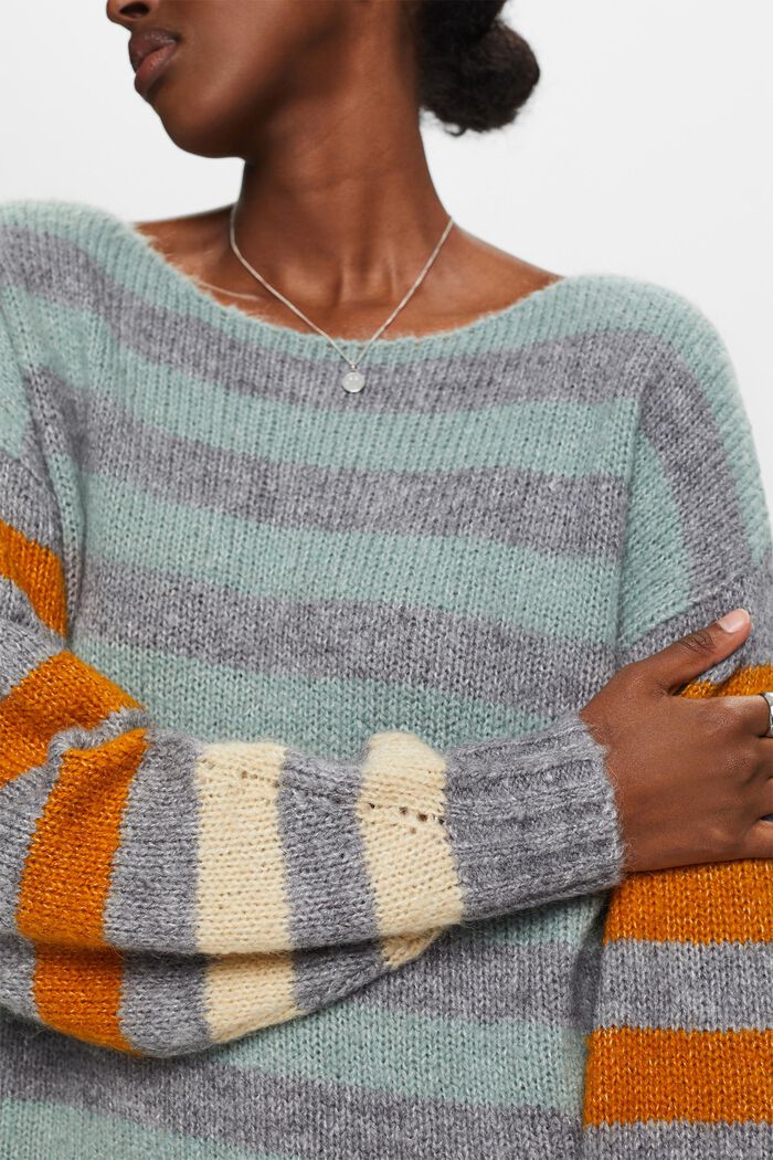 Stribet Sweater i uld-/mohairmiks, MEDIUM GREY, detail image number 2