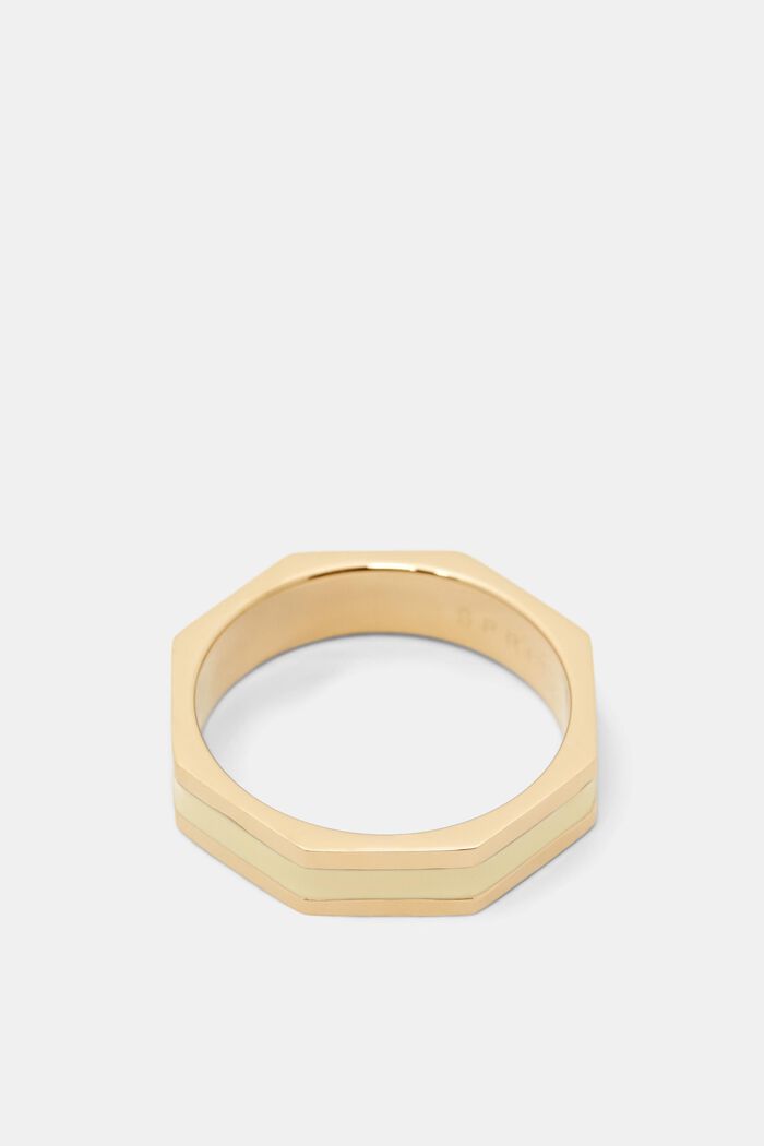 Firkantet ring med farve, rustfrit stål, GOLD, detail image number 0