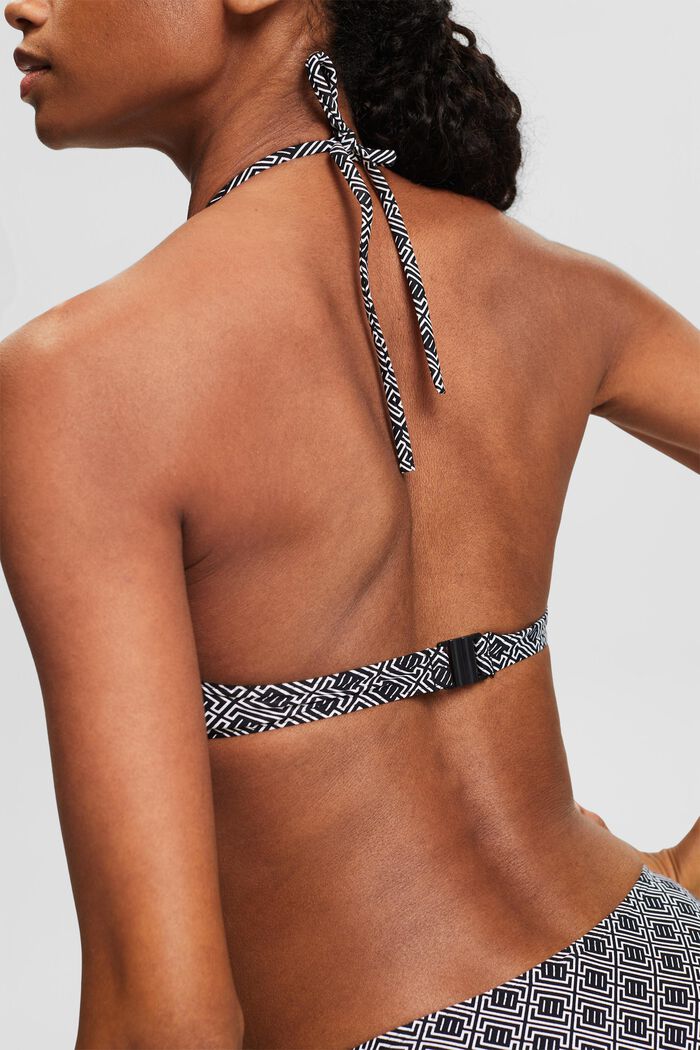 Halterneck-bikinitop med print, BLACK, detail image number 1