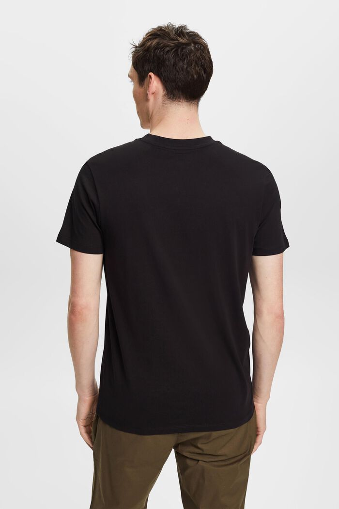 Slim fit bomulds-T-shirt med V-hals, BLACK, detail image number 3