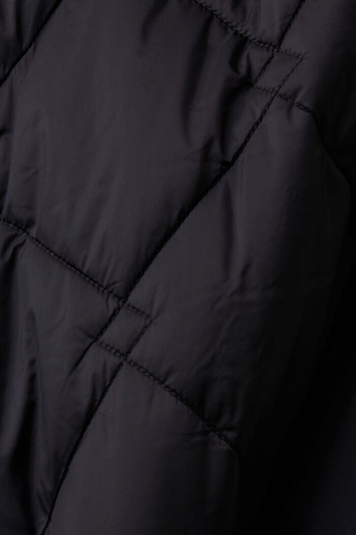 Quiltet frakke med hætte, BLACK, detail image number 4