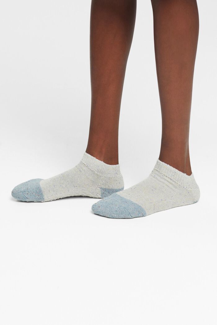 Korte skridsikre sokker, uldmiks, CLOUD MELANGE, detail image number 2