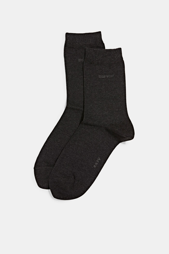 Pakke med 2 par sokker i økologisk bomuldsblanding, ANTHRACITE MELANGE, detail image number 0