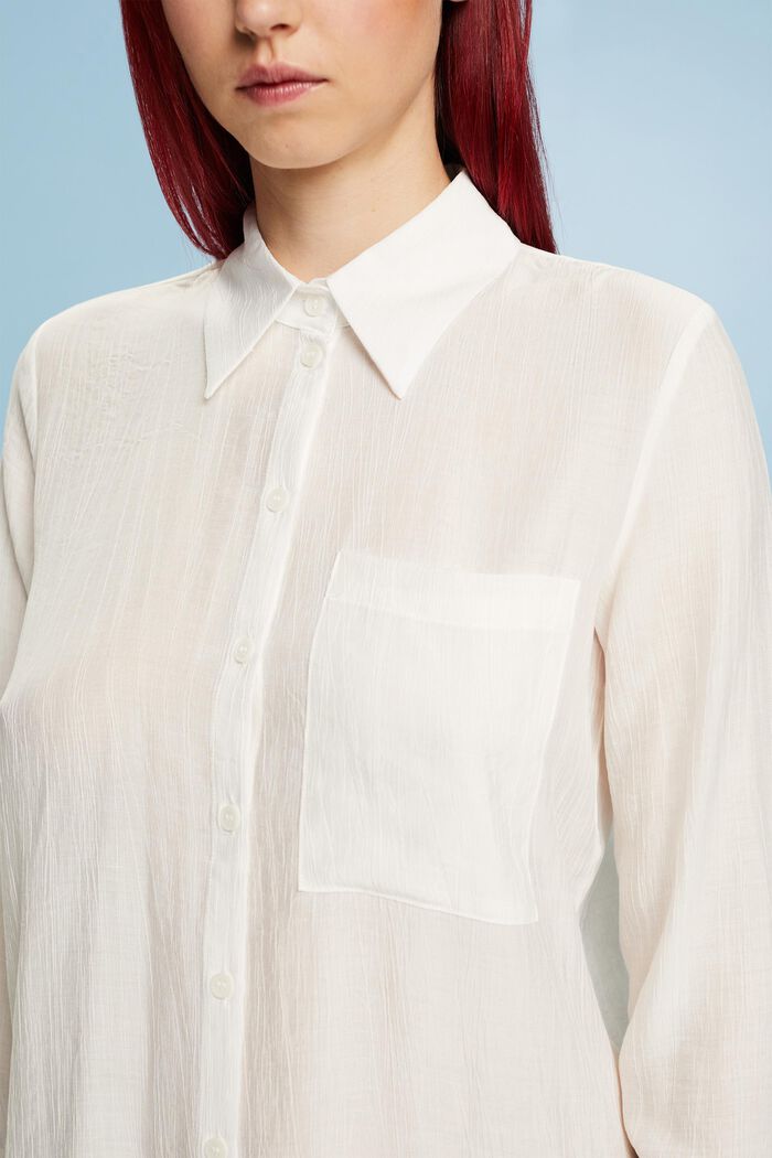 Krøllet T-shirt med lange ærmer, OFF WHITE, detail image number 1