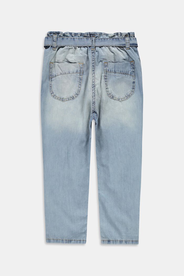 Elastiske paperpag-jeans i capribukselængde, BLUE LIGHT WASHED, detail image number 1