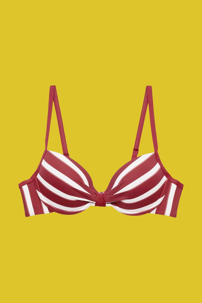 Polstret bikinitop med bøjle og striber, DARK RED, detail image number 4