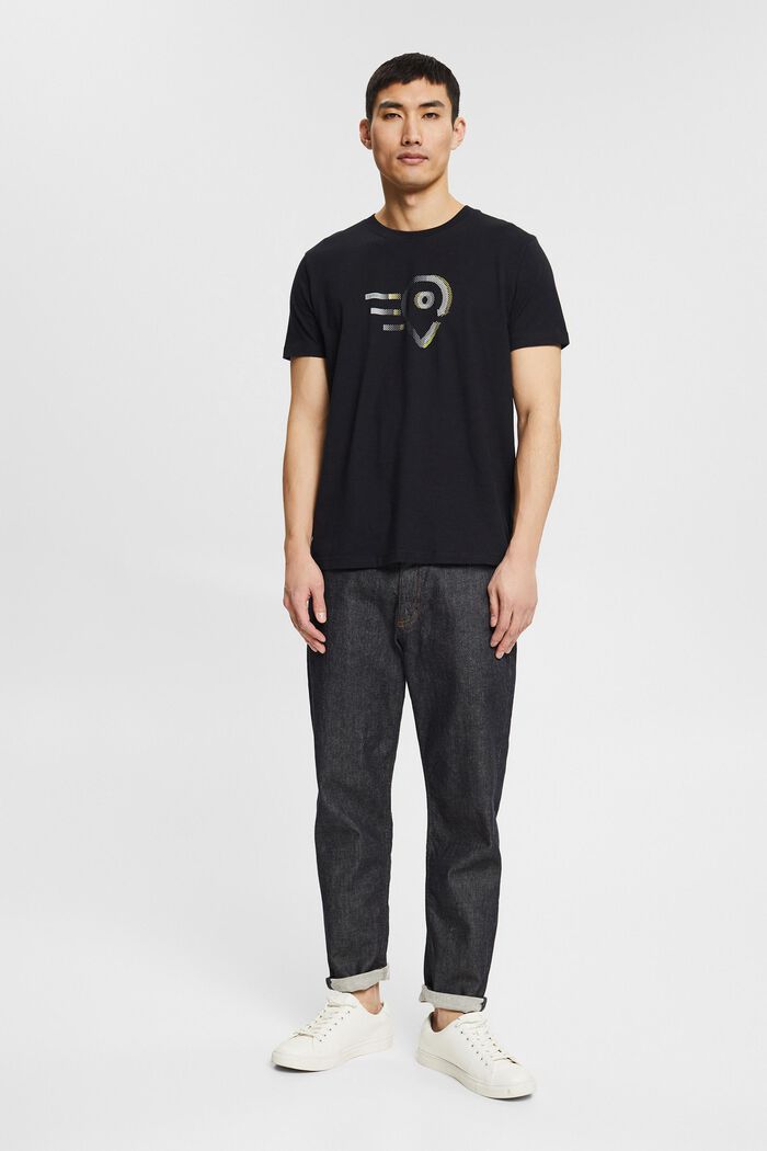 Jersey-T-shirt med print, økologisk bomuld, BLACK, detail image number 6