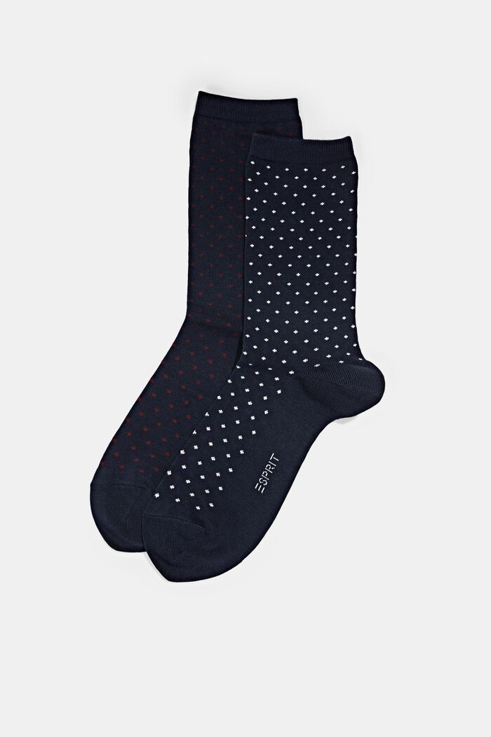 2-pak polkaprikkede sokker, økologisk bomuld, MARINE, detail image number 0