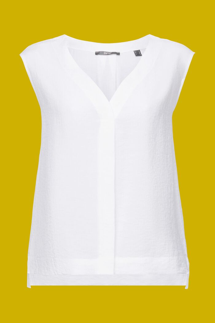 Krøllet bluse uden ærmer, WHITE, detail image number 5