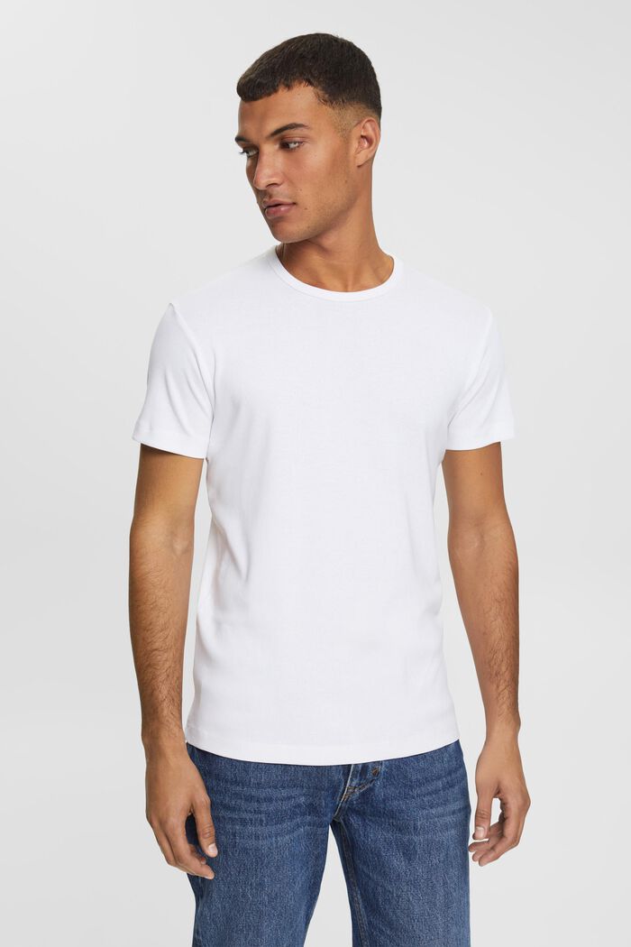 T-shirt i jersey med slim fit, WHITE, overview