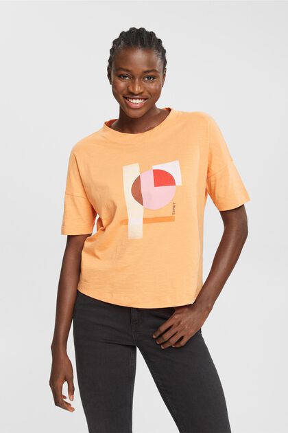 T-shirt i bomuld med geometrisk print