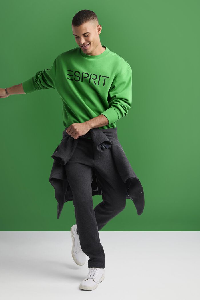 Unisex sweatshirt i bomuldsfleece med logo, GREEN, detail image number 1