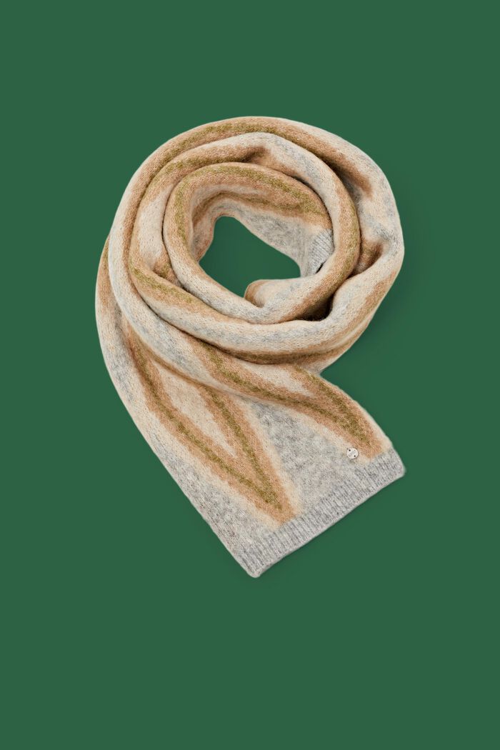 Halstørklæde i uld-/mohairmiks, LIGHT GREY, detail image number 0