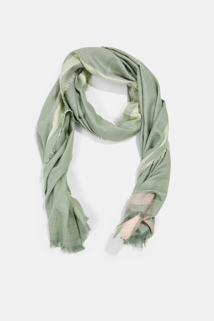 Mønstret tørklæde, LENZING™ ECOVERO™, DUSTY GREEN, detail image number 0