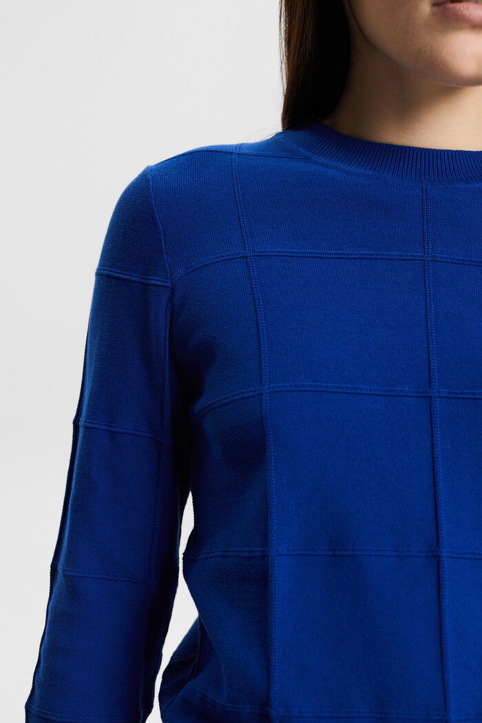 Farveafstemt gittersweater med struktur, BRIGHT BLUE, detail image number 3