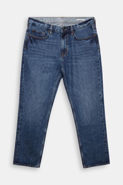 Jeans med lige ben, i bæredygtig bomuld, BLUE DARK WASHED, overview