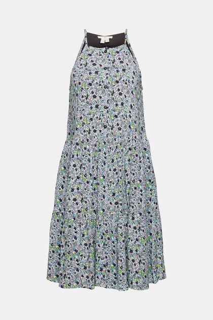 Kjole med blomstret mønster, LENZING™ ECOVERO™, AQUA GREEN, overview