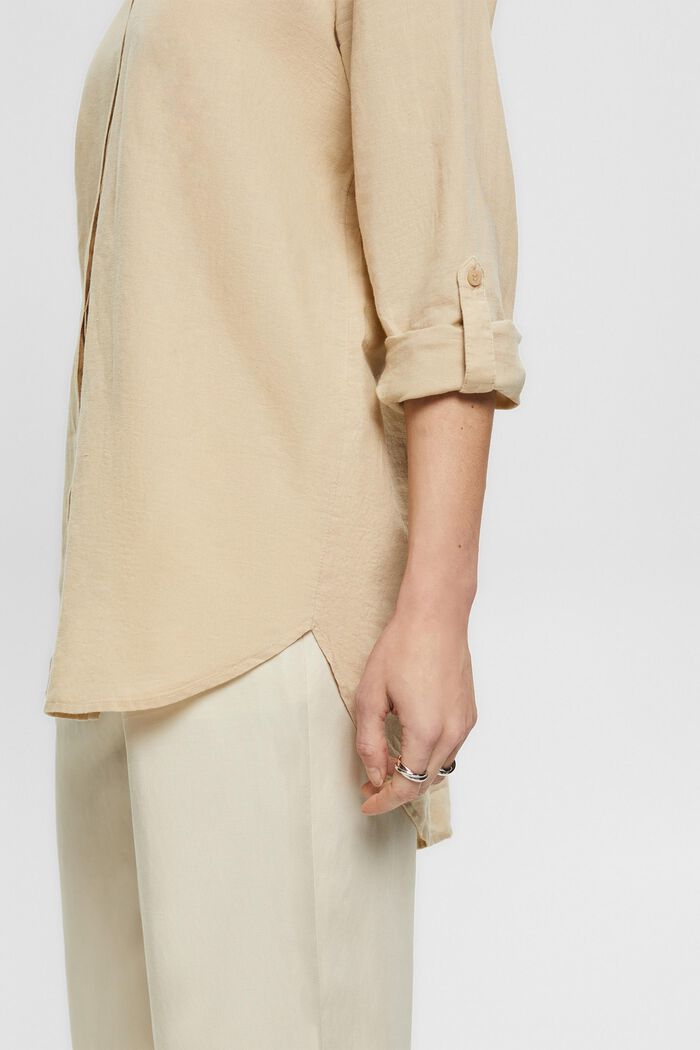 Oversized bluse i hørmiks, SAND, detail image number 0