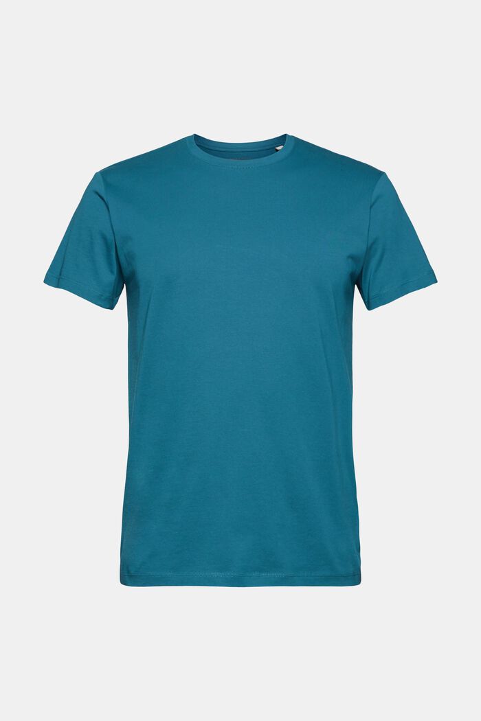 T-shirt i jersey af 100 % økologisk bomuld, PETROL BLUE, detail image number 0