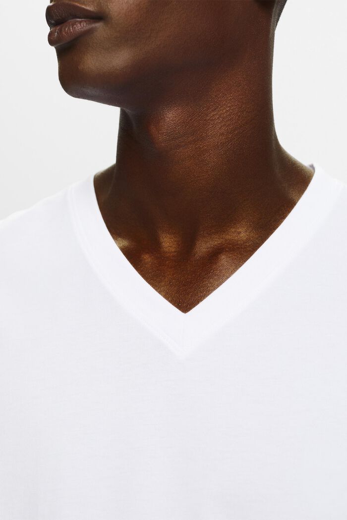 T-shirt i økologisk bomuld med V-hals, WHITE, detail image number 3