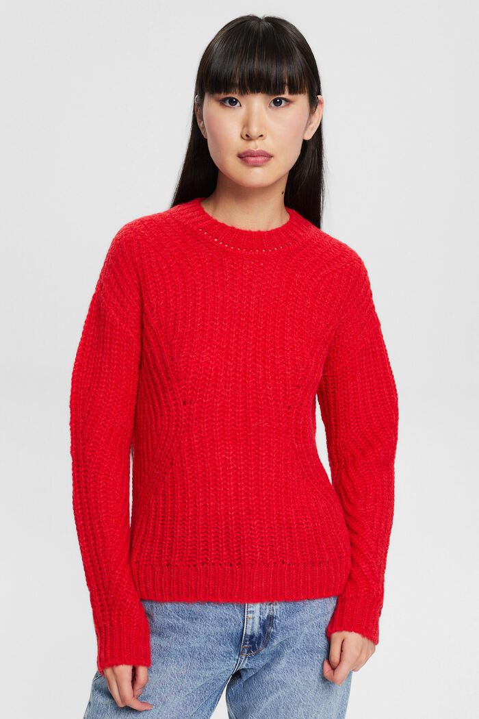 Med alpaka: striksweater, RED, detail image number 0