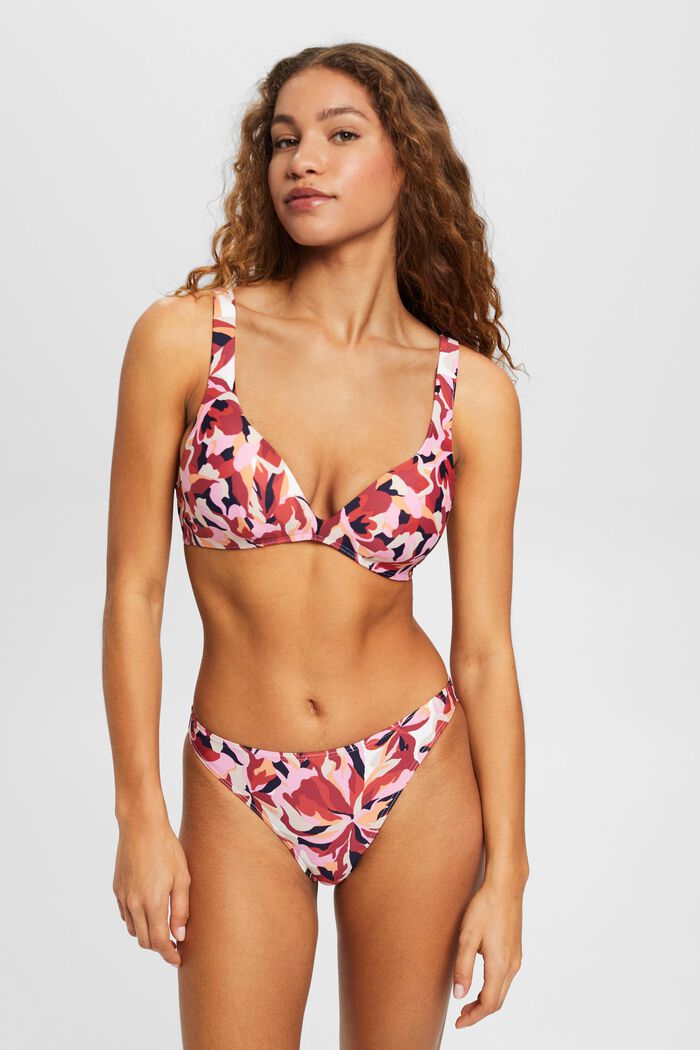 Polstret bikinitop med blomsterprint, DARK RED, detail image number 1