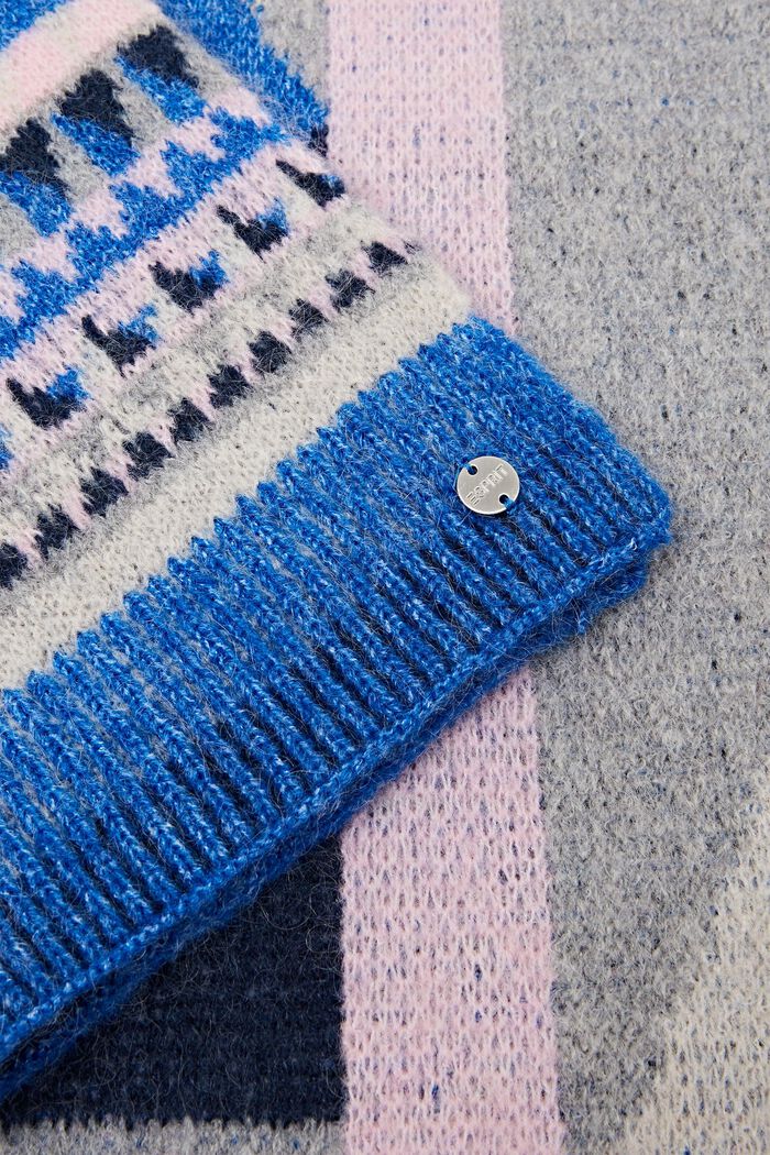 Mønstret tørklæde i mohairmiks, BLUE, detail image number 1
