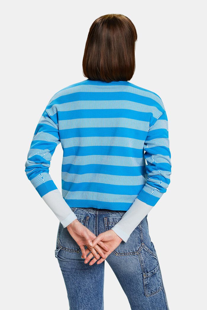 Sweater med jacquard-striber og rund hals, BLUE, detail image number 2