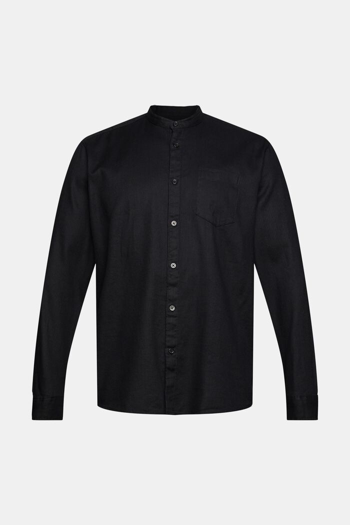 Bomuldsskjorte med kinakrave, BLACK, detail image number 5
