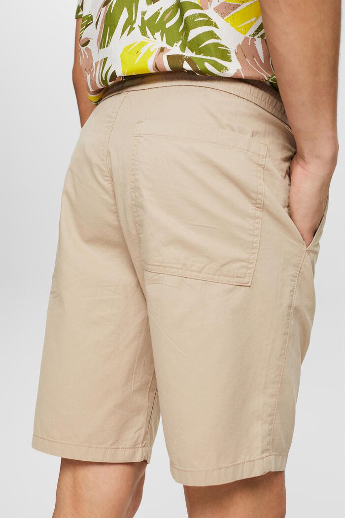 Shorts med elastisk linning, 100% bomuld, LIGHT BEIGE, detail image number 4