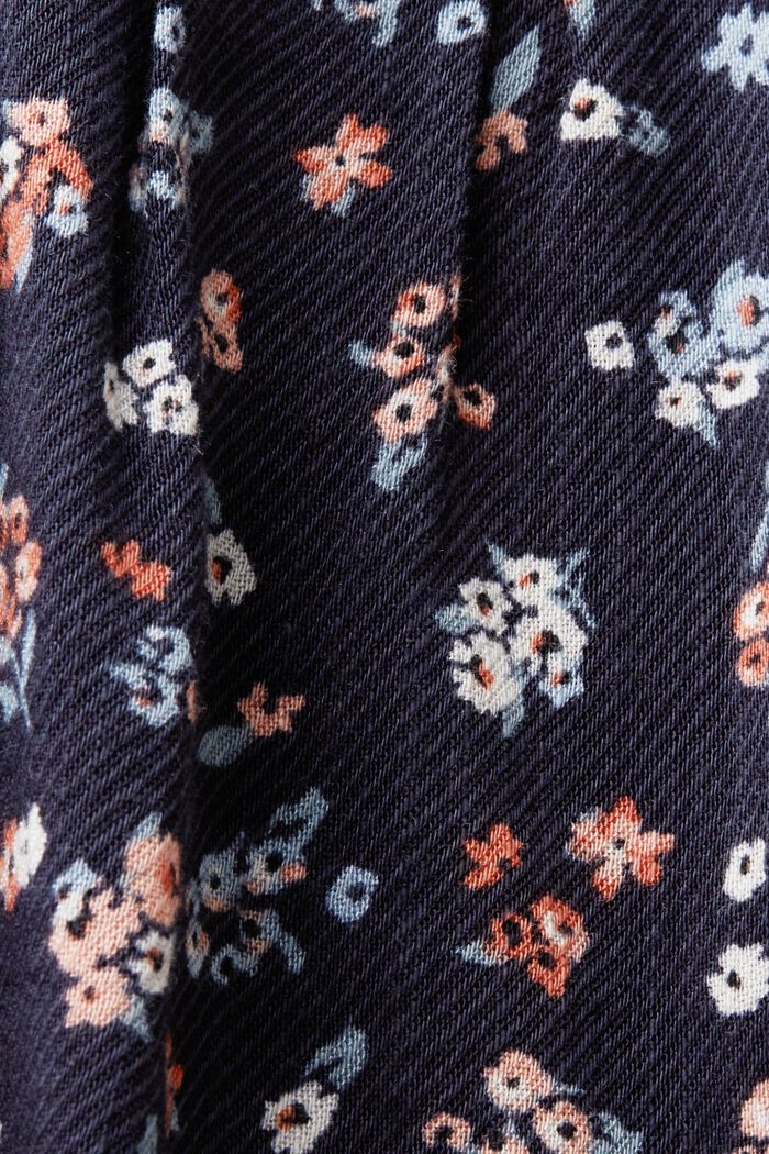 Mønstret bluse med korte ærmer, bomuldsmiks, DARK BLUE, detail image number 4