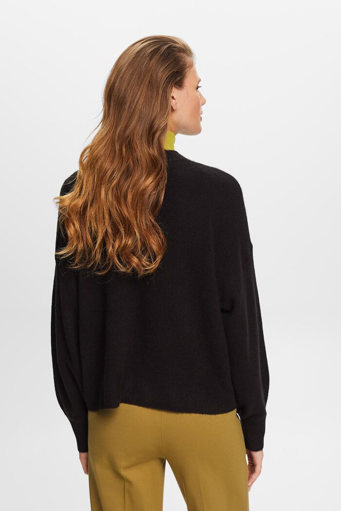 Striksweater med blouson-ærmer, BLACK, detail image number 3