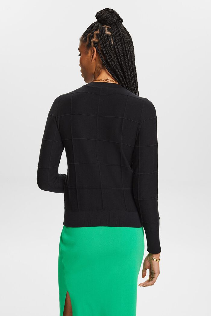 Farveafstemt gittersweater med struktur, BLACK, detail image number 2
