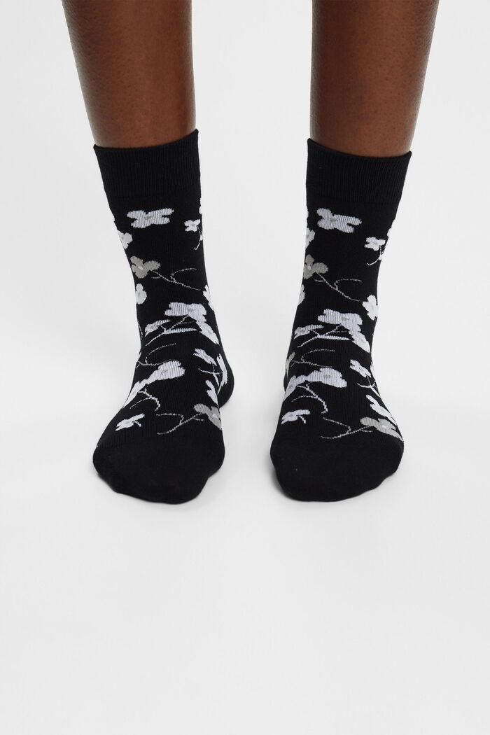Pakke med 2 par sokker i groft strik med print, GREY / BLACK, detail image number 2