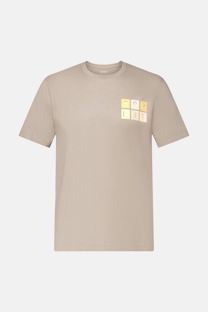 T-shirt i bomuldsjersey med logo, LIGHT TAUPE, detail image number 6