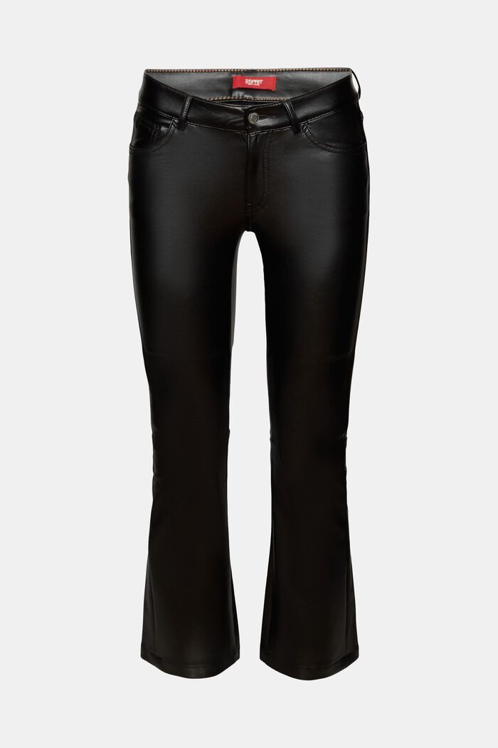 Bukser i imiteret læder med kick-flare, BLACK, detail image number 6