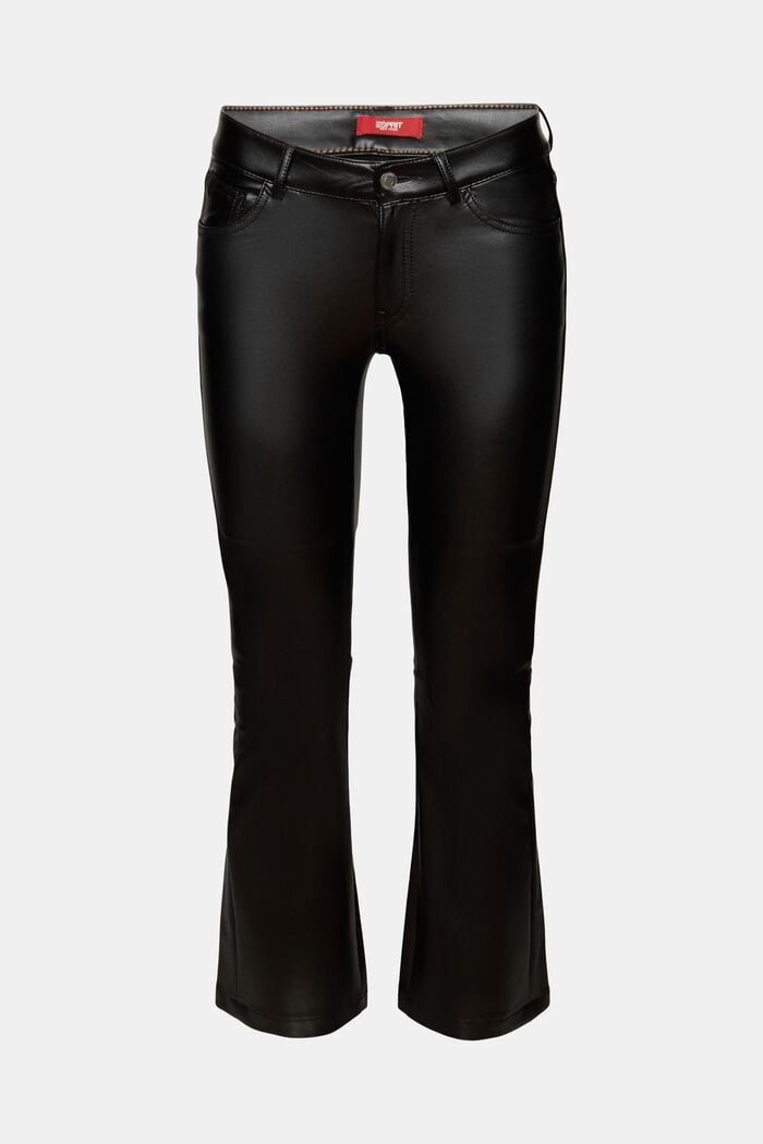 Bukser i imiteret læder med kick-flare, BLACK, detail image number 6