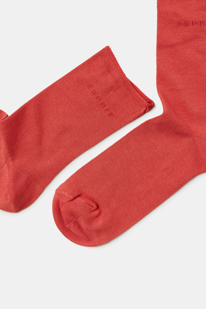 Pakke med 2 par sokker i groft strik, ORANGE RED, detail image number 1