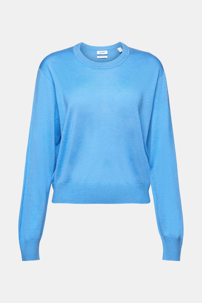 Sweater i kashmir med rund hals, BLUE, detail image number 5