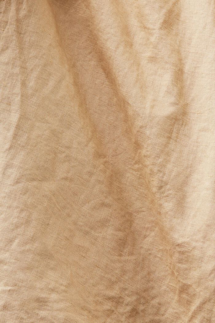 Kjole i hør og bomuld med bælte, BEIGE, detail image number 4